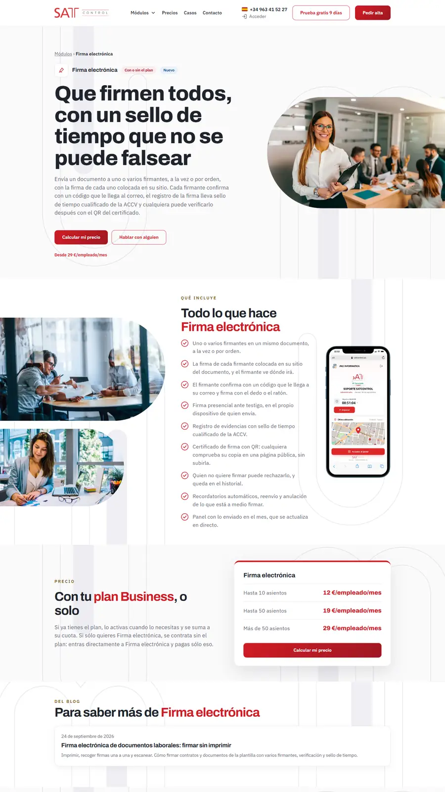 Página principal de la web de SatControl Firma