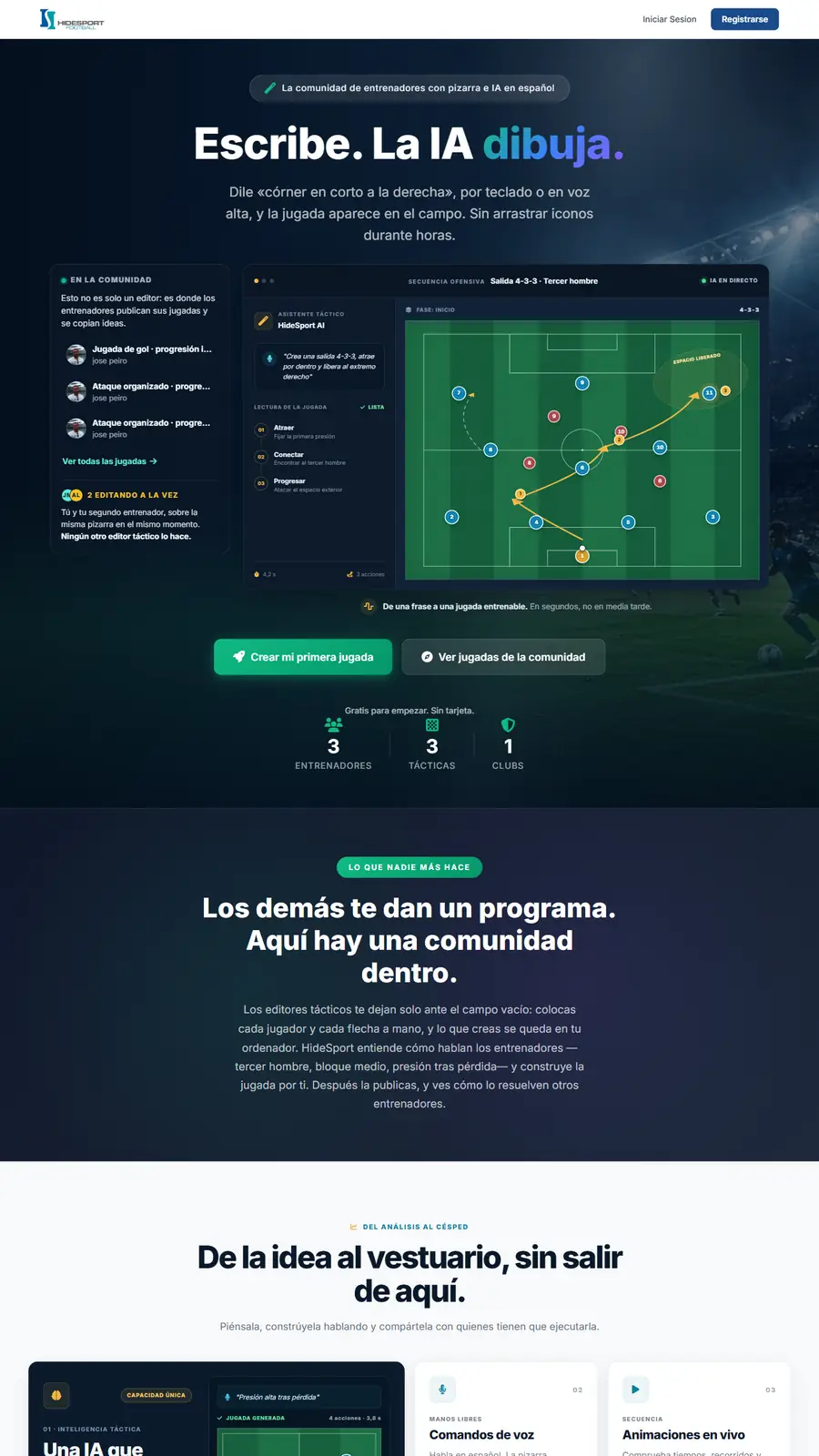 Página principal de la web de HideSport
