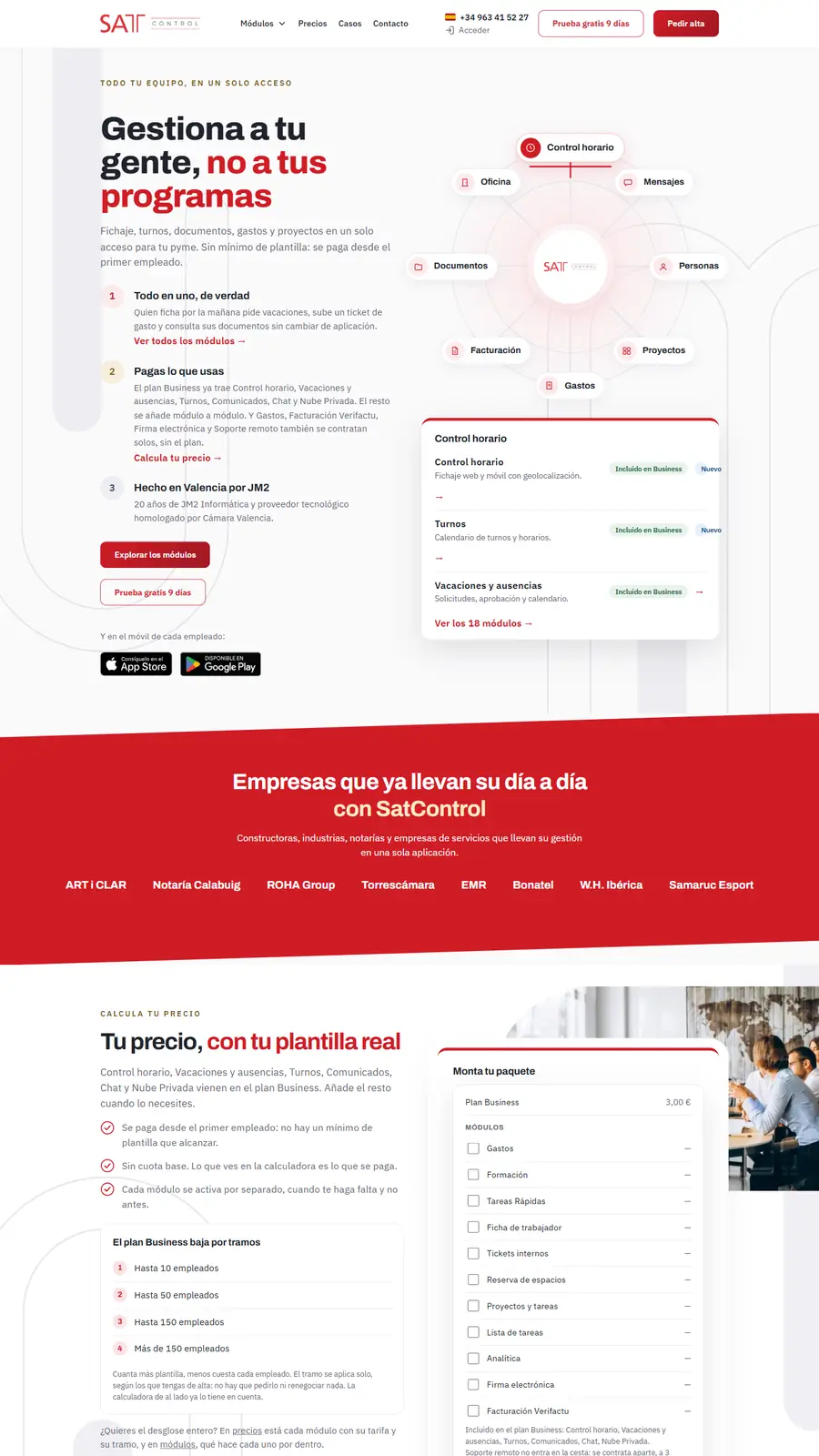 Página principal de la web de SatControl